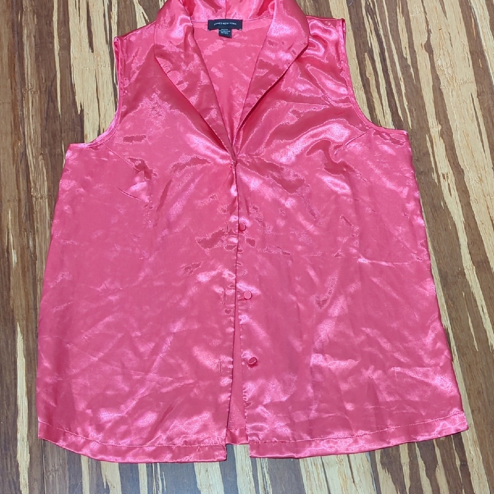 LAST CHANCE-MAKE OFFER Jones New York Satin Coral Sleeveless Blouse Pajama Top
